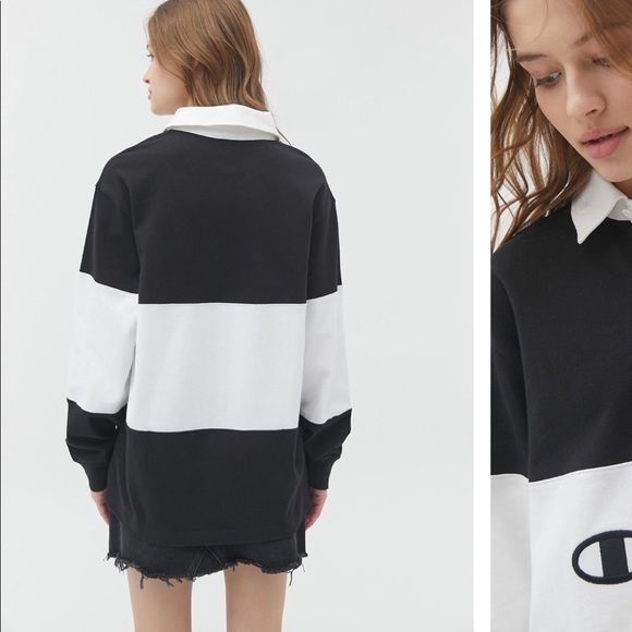 NWT champion x UO black boyfriend rugby shirt - Picture 2 of 3